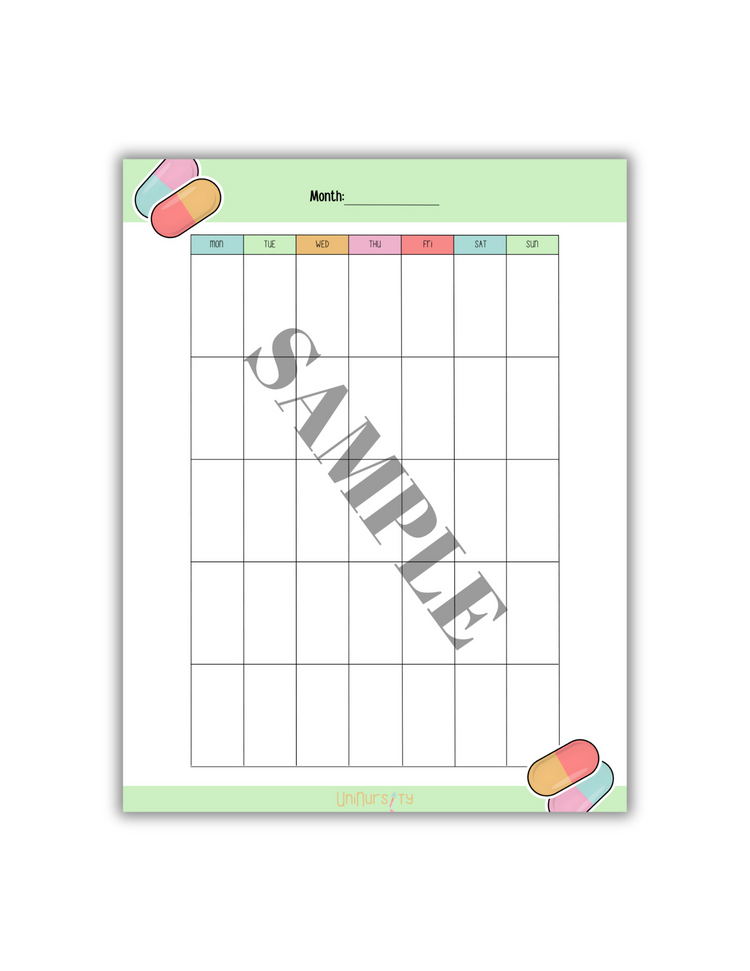 Monthly Schedule Sheet