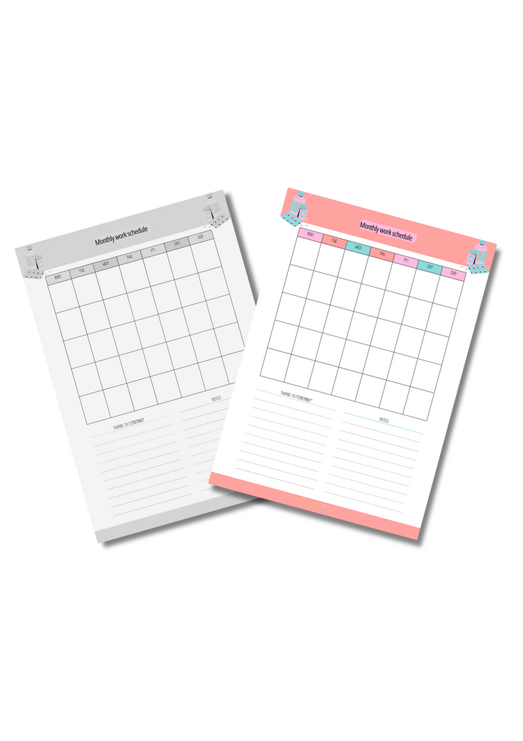 Monthly Work Schedule