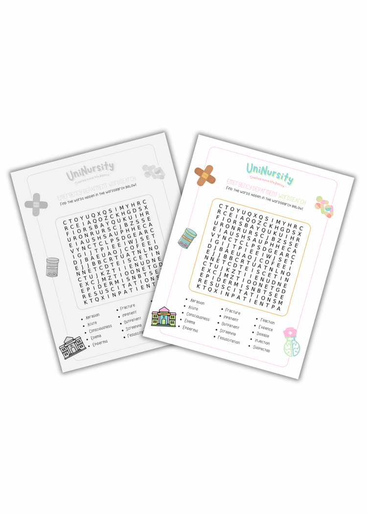 Emergency Department Word Search