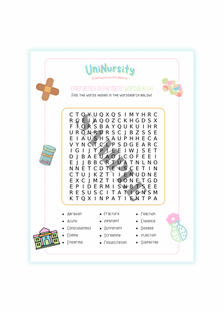 Emergency Department Word Search