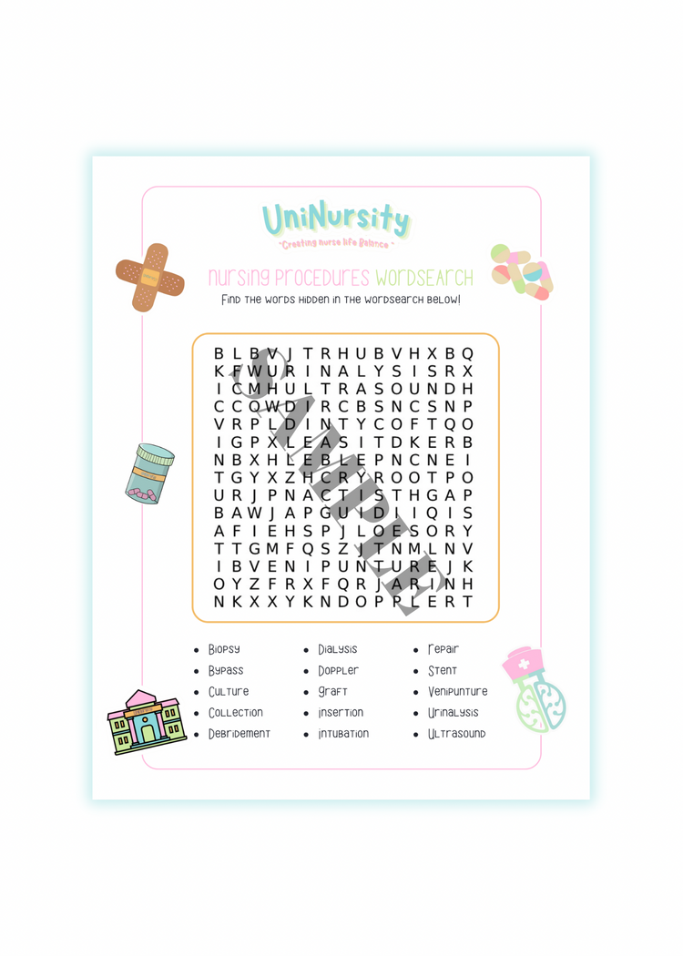 Procedures Word Search
