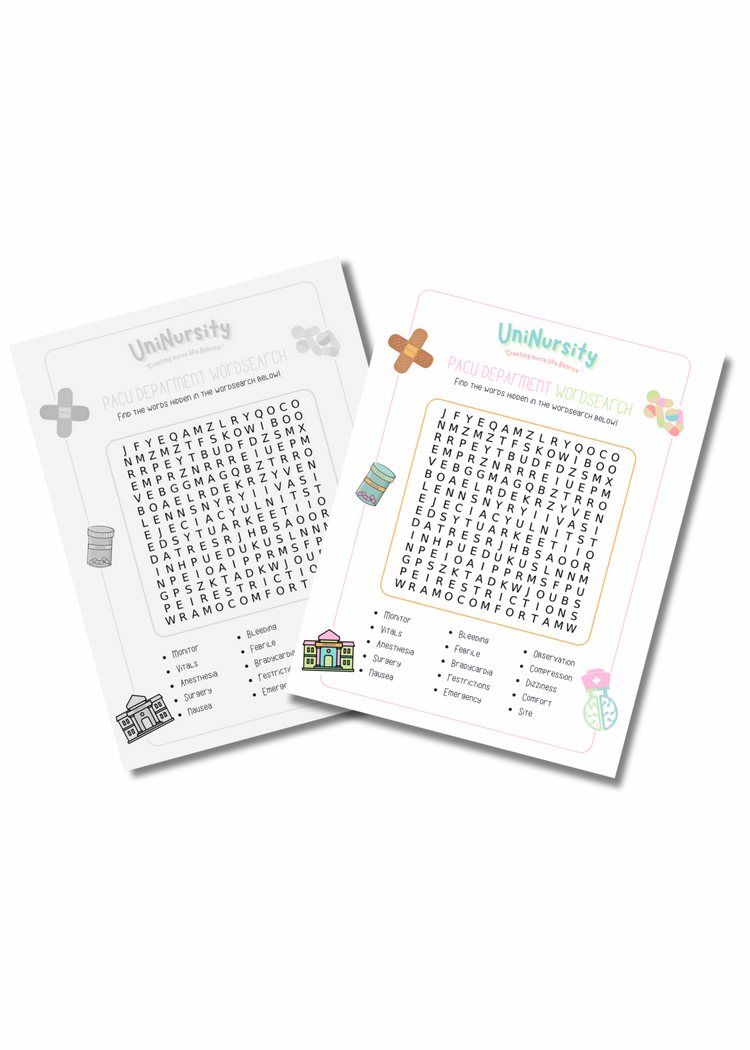 PACU Word Search